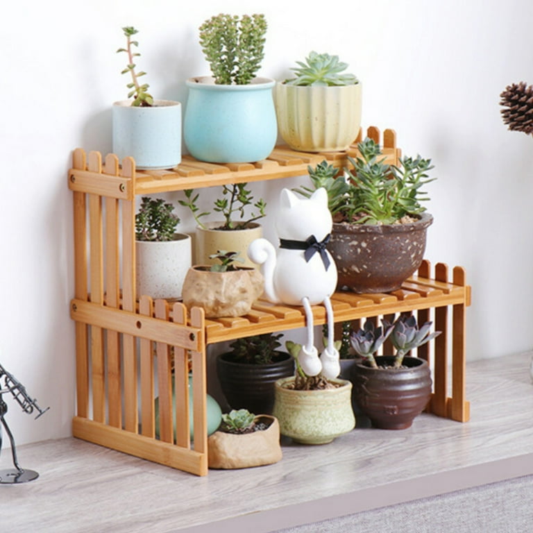 Wood Plant Stand Indoor Outdoor, Wooden Plant Display Multi Tier Flower  Shelves Stands, Garden Plant Rack in Corner Living Room Balcony Patio Yard  