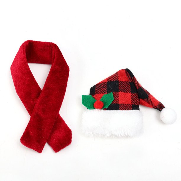 Funda navideña para botella de vino, Mini sombrero de Navidad, bufanda de Navidad, decoración de Noel para el hogar, restaurante, decoración de Bar, 5 Juegos, 2022