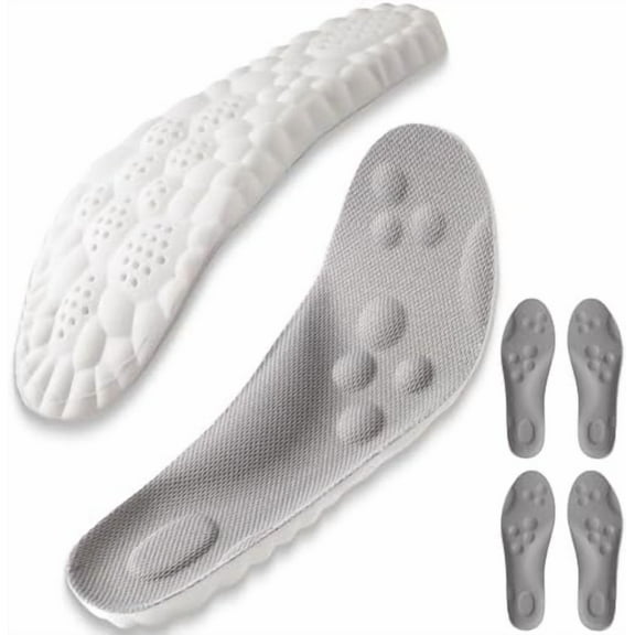 Stepprs Massage Insoles - 2 Pairs Steppes Insoles for Men Women, 4D Cloud Memery Foam Steppers Insole (Gray,M5/W6)