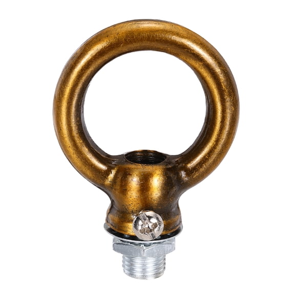 Uxcell 18Lb Load Lamp Female Loop Holder M10 Fine Thread Lifting Eye Nut Hook Ring Shape Gold Copper 1.5 x 2 inch