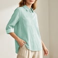thumbnail image 6 of Women's Striped Button Down Shirt Long Sleeve Business Dressy Casual Blouses Classic Collared Work Outfits Clothes, 6 of 9