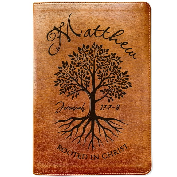Personalized NLT Large Print Bible, Custom Engraved Name, Rooted in Christ Tree Design, Christian Gift, Bible Gifts for Her, Gifts for Him