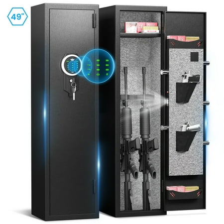 Opentiny Electronic Lock Gun Safe - 49 Long Gun Safe with LED Light&Alarm System - Quick Access Gun Cabinets for Home Rifle and Pistols
