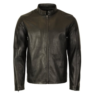 Michael Kors Men's Moto Leather Jacket with Perforated Panel