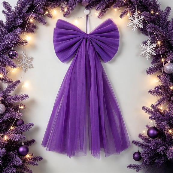 1 Pcs Purple Large Bow Party Decorations 13.4 x 28.7 Inch Giant Ribbon Bow Hanging Wall Decor Wrapping DIY Craft for Birthday Valentines Day Wedding Baby Shower Room Wall Backdrop Party