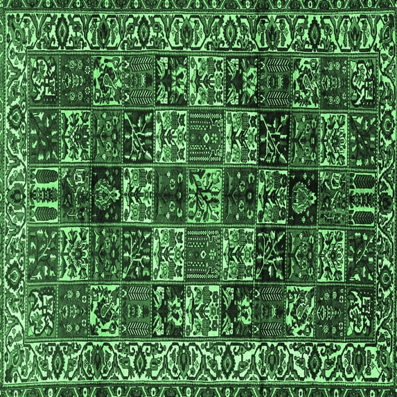 Ahgly Company Indoor Square Persian Emerald Green Traditional Area Rugs, 7' Square