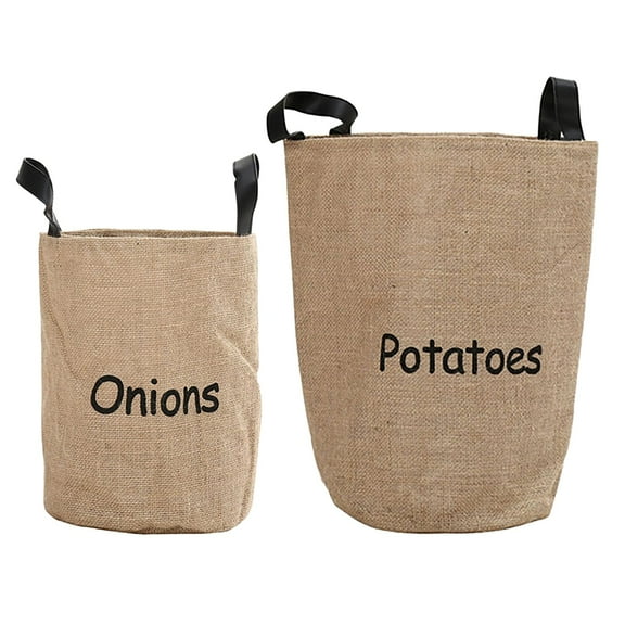 KDFWDM Potato Onion Storage Bag, Washable Canvas Onion and Potato Storage Bag, Drawstring Garlic Onions Potatoes Keeper with Side Zipper for Pantry, Kitchen, Refrigerator