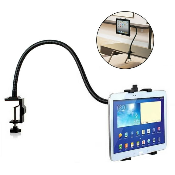 TABLZONE Black Tablet Holder Clamp Mount with 360 Degree Rotating Flexible Arm for Desk and Bed