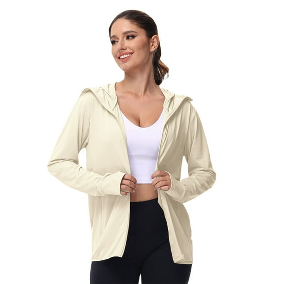 Lixiuxyad Women's Oversized Jacket Plus Size Hooded Coat For Women Lightweight Casual Wear Spring Summer Fall Outerwear With Pockets Comfortable Loose Fit Long Sleeve Jacket Beige
