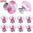 thumbnail image 1 of WALFRONT - 10 pomos de cristal para gabinetes, 30 mm, forma de diamante, para cajones, armarios de cocina, armarios, puertas de tocador, tiradores, color rosa, 1 of 7