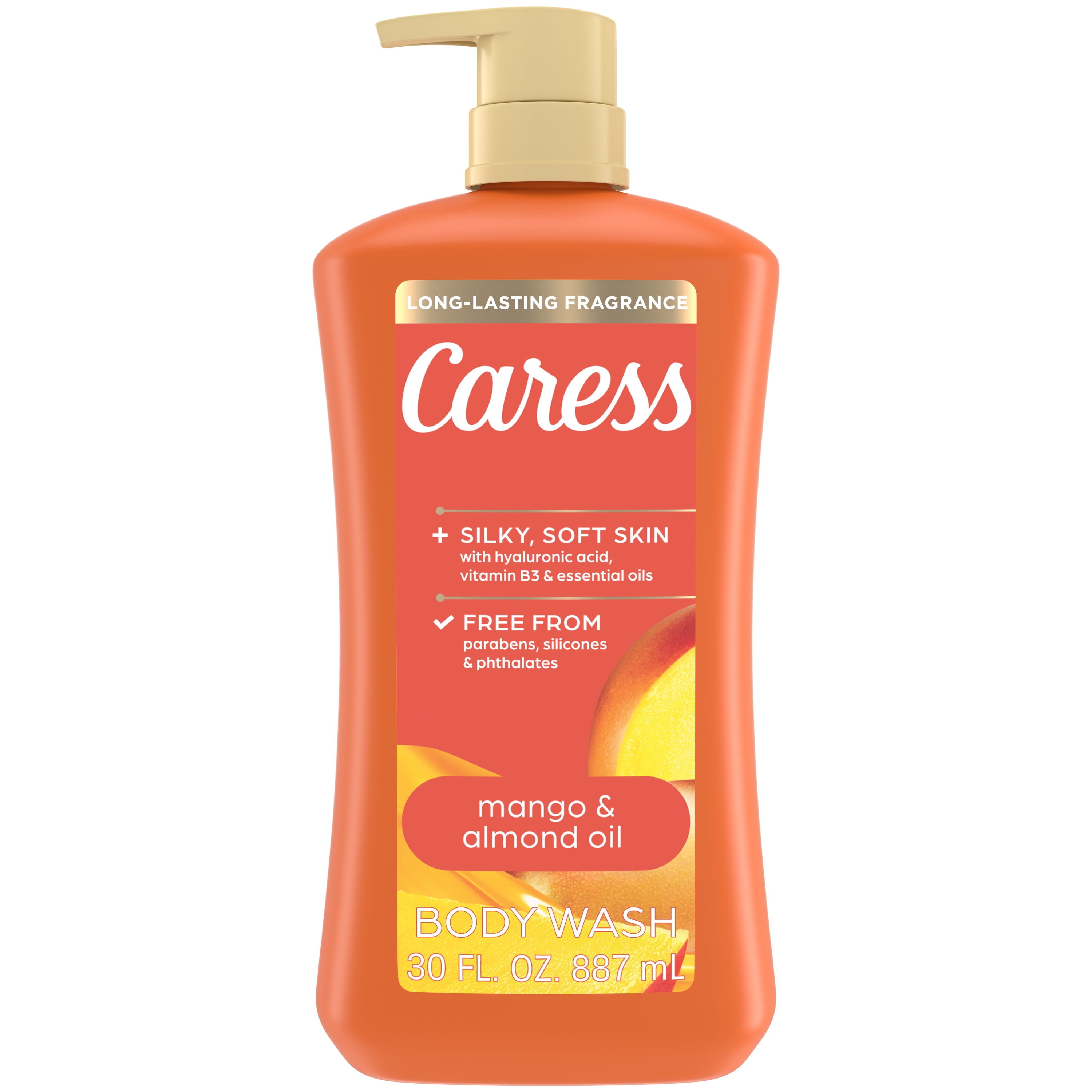 (4 pack) Caress Body Wash for Women, Mango & Almond Oil Shower Gel for All Skin 30 fl oz