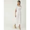 thumbnail image 3 of Moomaya Solid Viscose Rayon Summer Dress, Square Neck Smocked Long Dress, 3 of 8