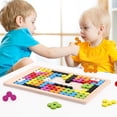 thumbnail image 2 of Wood Puzzle Block Set Fun Educational Puzzle Wooden Building Block for Kids, 2 of 9