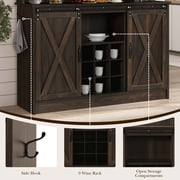 DreamCurship Farmhouse Coffee Bar Cabinet with Storage, 47 Buffet Cabinet Kitchen Storage Cabinet with Hutch, Coffee Station, Dark Oak