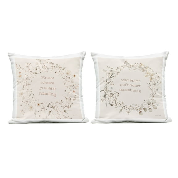 Stupell Industries Inspiring Soft Wreaths with Phrases Design by Sara Baker Outdoor Printed Pillow (Set of 2)