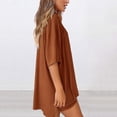 thumbnail image 4 of Lumtrix Women's 2 Piece Lounge Sets 2026 Casual Summer Airport Travel Outfits Oversized Side Slit Shirts Biker Shorts Matching Clothing Brown XS, 4 of 5