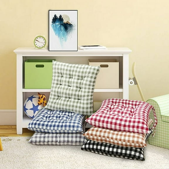Kitchen Chair Cushion with Ties, 1Pcs Buffalo-Checked Dining Chair Pads Seat Cushions for Kitchen Chairs, 16 x 16 inches Breathable Cotton Strong Flexibility Seat Pad