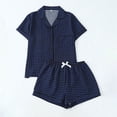 thumbnail image 2 of MEZZALL Women's 2 Piece Plaid Pajama Set Short Sleeve Button Down Shirt and Shorts with Chest Pocket Sleepwear Holiday Pjs, 2 of 3