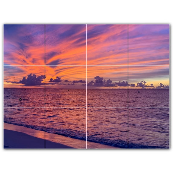 Picture-Tiles.com: Sunset Ceramic Tile Wall Mural WAL500961-43M. 24"W x 18"H using (12) 6" x 6" Ceramic Tiles-Satin Finish