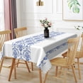 thumbnail image 2 of Nanqianyi Classic Blue Porcelain Pattern Rectangle Tablecloth,70x52 Inch,Polyester Waterproof Table Cover For Kitchen Dining, 2 of 6