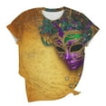 thumbnail image 6 of Ounisa Womens Mardi Gras Sweatshirts Carnival Sweatshirt Funny Mask Graphic Short Sleeve Shirts Fat Tuesday Pullover Top, 6 of 6