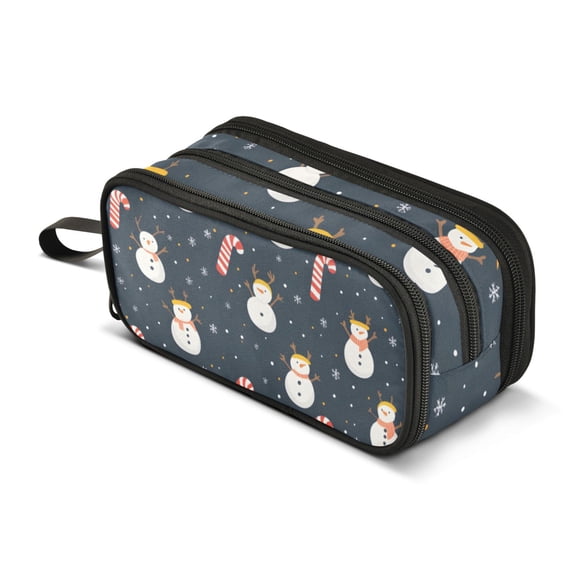 FORMRS Pencil Case with 3 Compartments Zipper Pouch, Elementary School Level and up, Playful Winter
