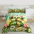 thumbnail image 2 of Manfei Cute Animal Frogs Boy Girl 3 Pieces Queen Comforter Set,Spring Garden Ultra Soft Bedding Sets,Valentine Couple Lover Bedding Comforter Set Breathable,Lightweight Room Decor,Reversible, 2 of 8