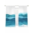 thumbnail image 2 of Abstract Waves Sheer Curtains 63 Inches Long 2 Panels Summer Navy Blue Wave Gradient Nature Light Filtering Semi Sheer Window Curtains Drapes for Bedroom Living Room 52"x63", 2 of 7