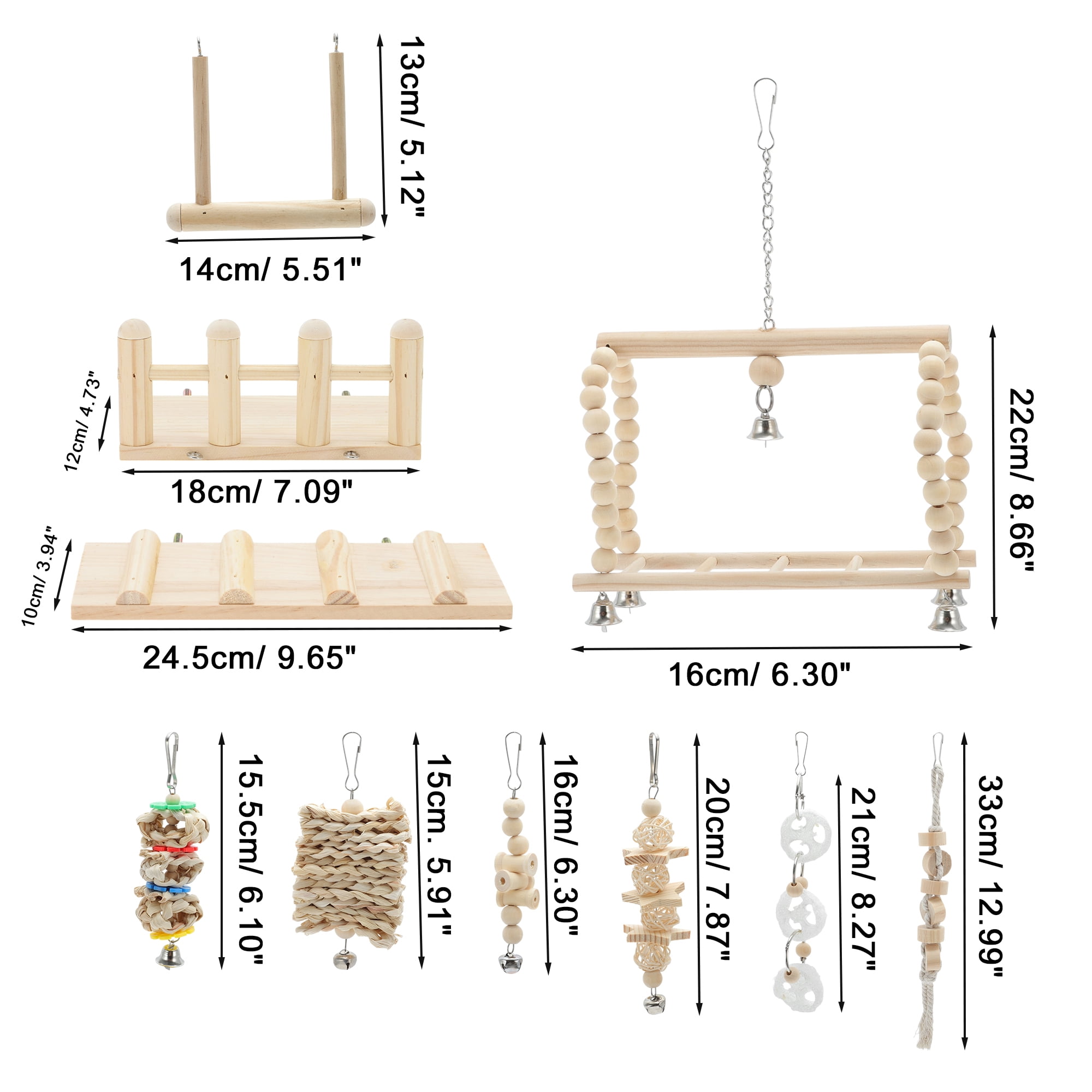 Unique Bargains Cockatiel Toys Bird Toys Parrot Swing Toys with Climbing Ladder and Chewing Platform Bird Cage Accessories for Budgerigar Conure Love Birds 8 Pcs