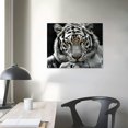 thumbnail image 4 of Acheng  Black White Tiger Wall Art for Living Room Brown Eyed Tiger Painting Prints on Canvas Wild Animal Picture Art Decor Home Office Men Bedroom Modern Decoration Ready to Hang 20x16in, 4 of 6
