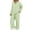 Green, variant on Women's Double Gauze Crepe Pajama Set, Collared Long Sleeve Loungewear, Soft Breathable Sleepwear, Minimalist Style Pajamas, Comfortable Home Wear Set Yellow L