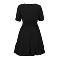 thumbnail image 3 of Vedolay for Womens Summer Floral White Sundress V Neck Tie Front Spaghetti Strap Dresses with Pockets,Black XL, 3 of 5