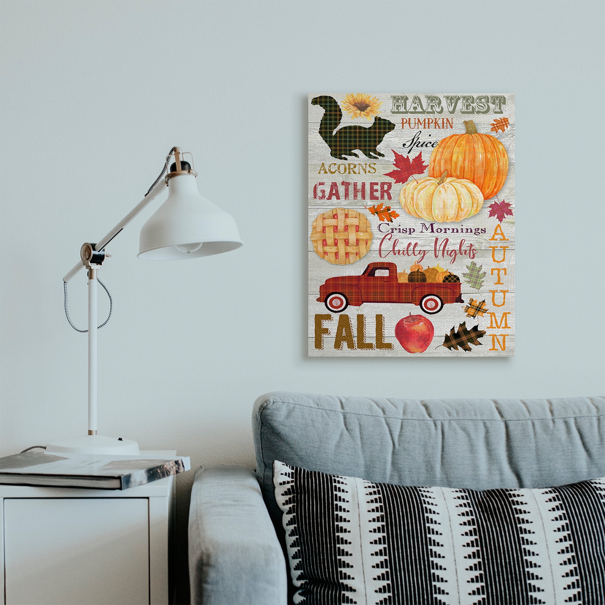 Stupell Industries Seasonal Fall Phrases Rustic Autumn Charm Landscape Painting Gallery Wrapped Canvas Art Print Wall Art, 24 x 30