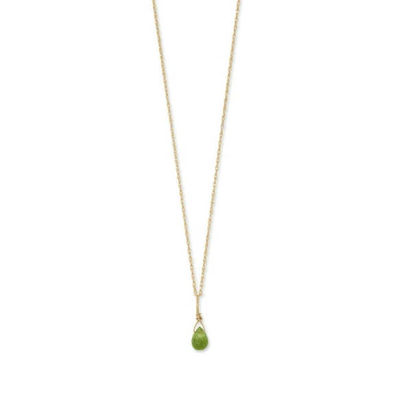 14k Yellow Gold Birthstone Necklace with Peridot - August