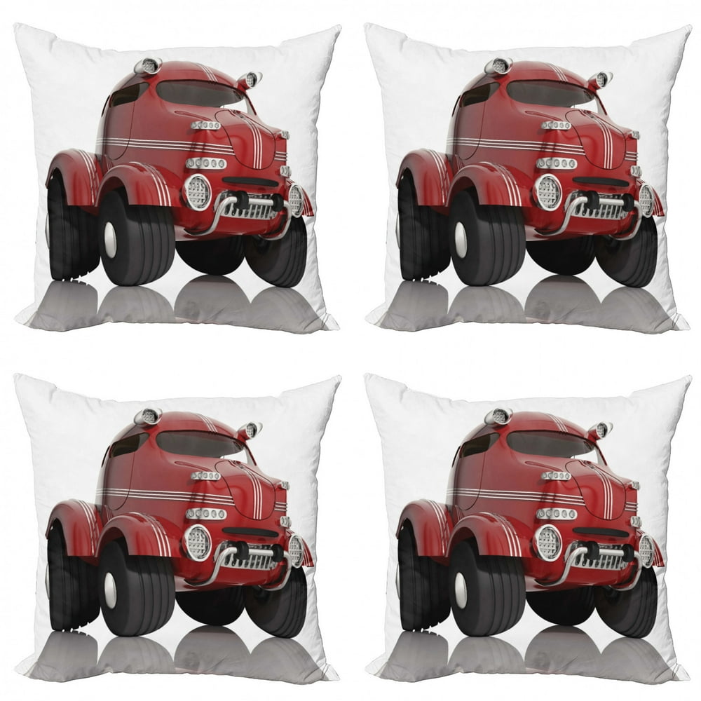 Cars Throw Pillow Cushion Case Pack of 4, 3D Style Car Kids Traffic