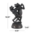 thumbnail image 3 of 9" x 17" Bronze Resin Patina Dancing Frog Sculpture with Rock Base, by DecMode, 3 of 12