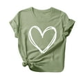 thumbnail image 5 of QUINDOS Short Sleeve Womens Plus Size T-Shirts Summer Green Womens Plus Size Tops Vacation Crew Neck Heart Print Tops, 5 of 6