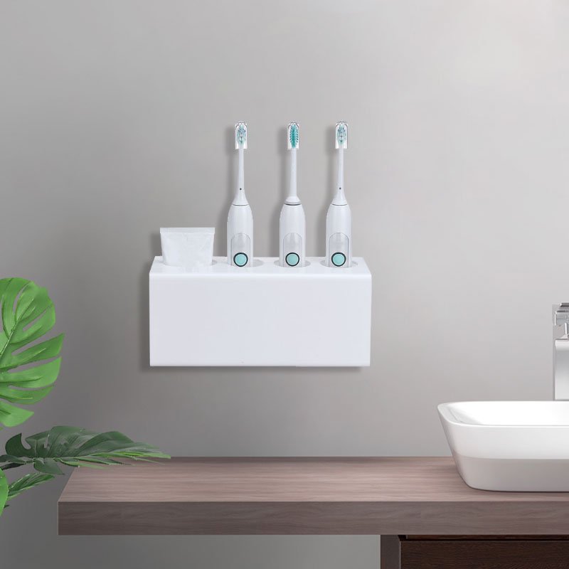 Wall Mounted Electric Toothbrush & Toothpaste Storage Holder Bathroom