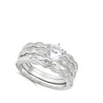 thumbnail image 4 of Solitaire White CZ Vintage Wedding Ring Set .925 Sterling Silver Band Jewelry Female Size 5, 4 of 4