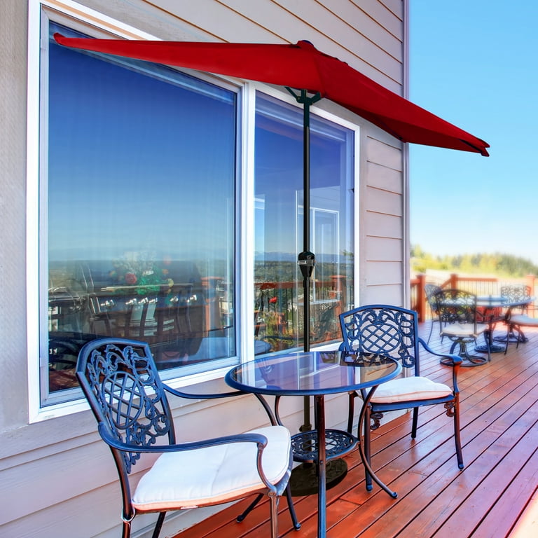 Pure Garden 9ft Half Umbrella for Balcony, Porch, or Deck Pure Garden 9ft Half Umbrella for Balcony, Porch, or Deck