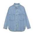 thumbnail image 1 of LOVZFMLL Jackets for Women Casual Solid Color Spliced Long Sleeved Hooded Denim Jacket/jacket, 1 of 9