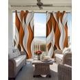 thumbnail image 3 of Burnt Orange White Moire Black Out Curtains 84 Inch Long for Living Room, Modern Abstract Art Blackout Curtain Shade Thermal Insulated Window Curtains Grommet Drapes 42"x84" 2 Panels, 3 of 8