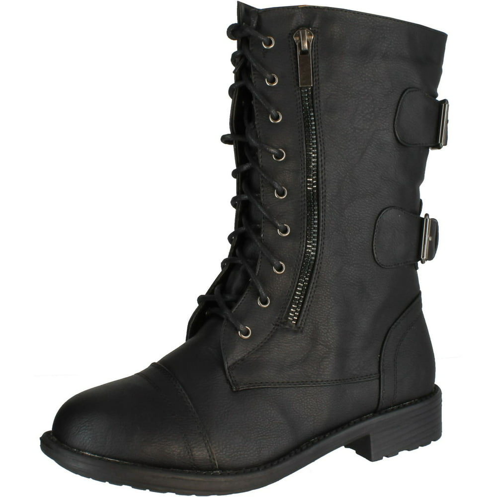 Top Moda - TOP Moda Pack 72 Womens Military Lace Up Buckle Combat Boots ...