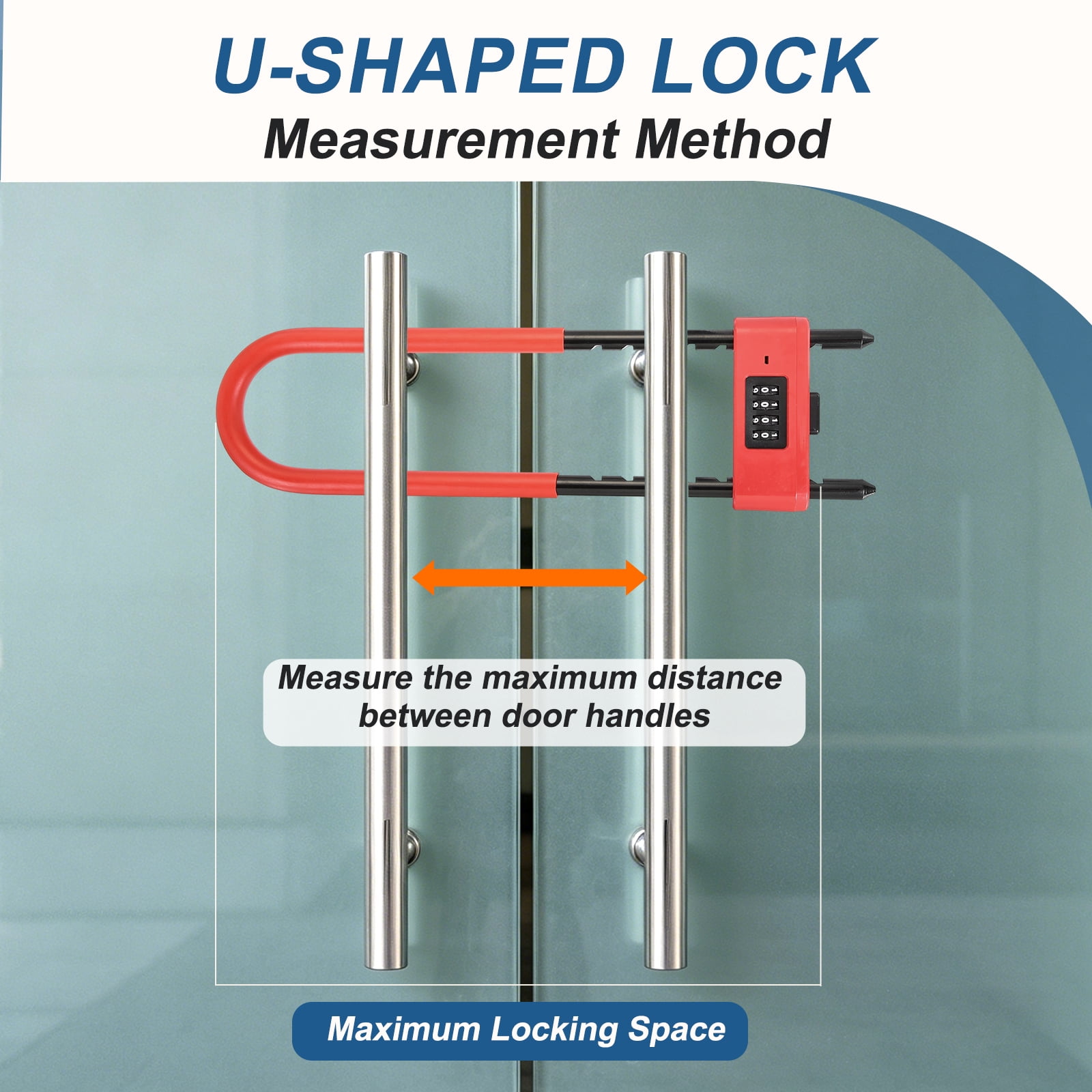 Uxcell 4 Digit Combination Padlock, Long Shackle Padlock - [8.46" - 12.8", Red], U-Shape Adjustable Shackle Lock for Bicycles Electric Bikes Mountain Bikes Glass Doors Gates