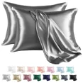 thumbnail image 2 of Satin Pillowcase 2 Pack Soft Breathable Silky Pillow Case for Hair and Skin, Cooling Silk Pillow Covers with Envelope Closure Queen Size 20"X 30", 2 of 5