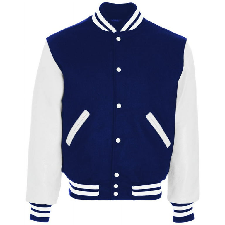 Custom Varsity Letterman Two Tone Jacket Black Light Blue-Pink Bomber Full-Snap Youth Size:L