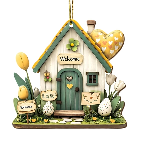 HuiXinOu Easter Acrylic Car Hanging Ornament 3in Flat Cute Spring Decoration Pendant for Vehicle Rearview Mirror