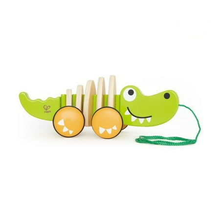 Hape Walk-A-Long Crocodile Wooden Pull Along Toy for Baby & Toddler
