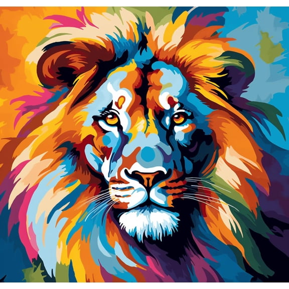 Colorful Lion Head DIY 5D Diamond Art Painting by Number Kits for Adults Paint with Full Drill Round Diamond Gems Painting Art Craft for Home Wall Decor 13.8x13.8in