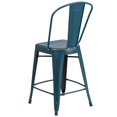 thumbnail image 3 of Bowery Hill 24" Metal Counter Stool in Distressed Kelly Blue, 3 of 4